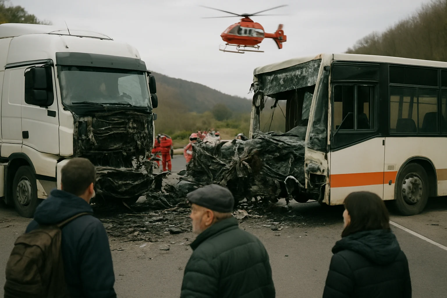 Accident grav la Șirna, implicat TIR și autobuz, intervine SMURD