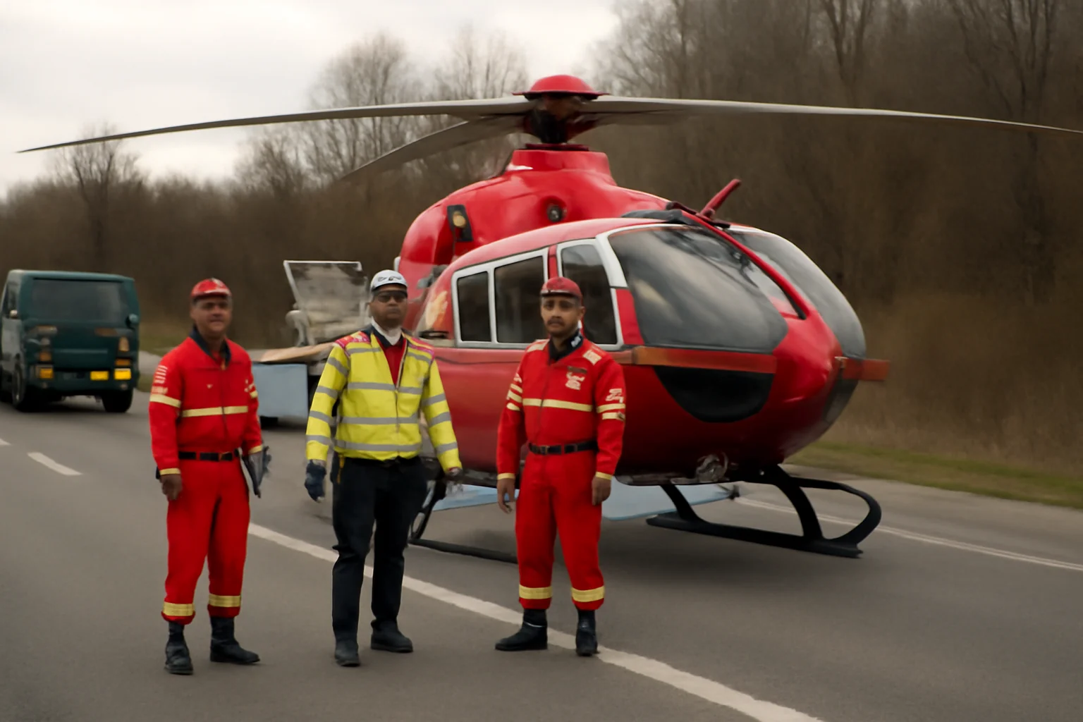 Accident grav pe DN 1D, elicopter SMURD a aterizat la Albești-Paleologu