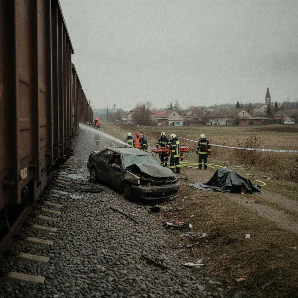 Accident mortal la Ghidigeni: patru persoane au murit după ce mașina a fost lovită de un tren