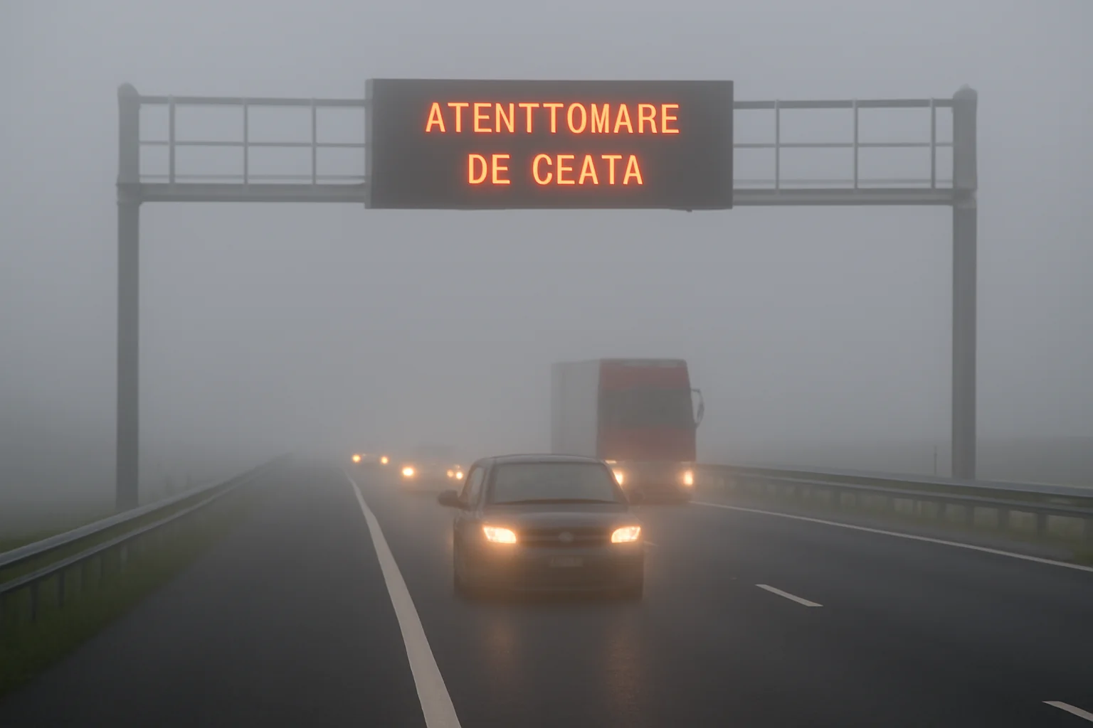 Ceață densă pe autostrada A7 Ploiești – Adjud: atenționare pentru șoferi
