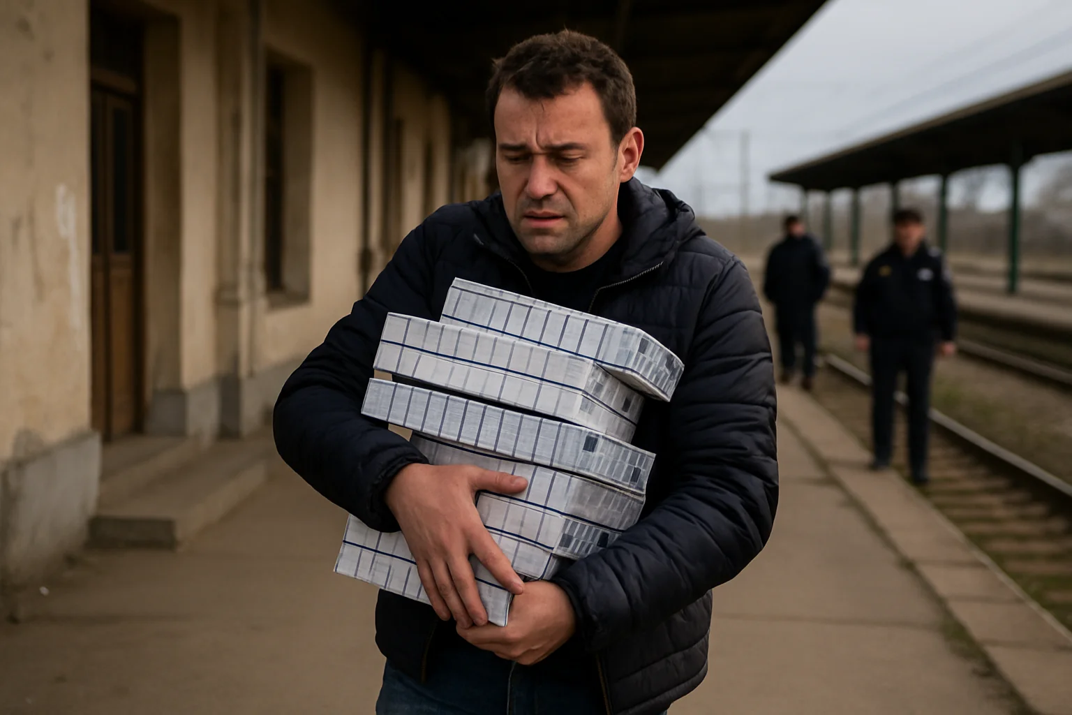 Contrabandă cu țigări: Bărbat prins în gara Mizil