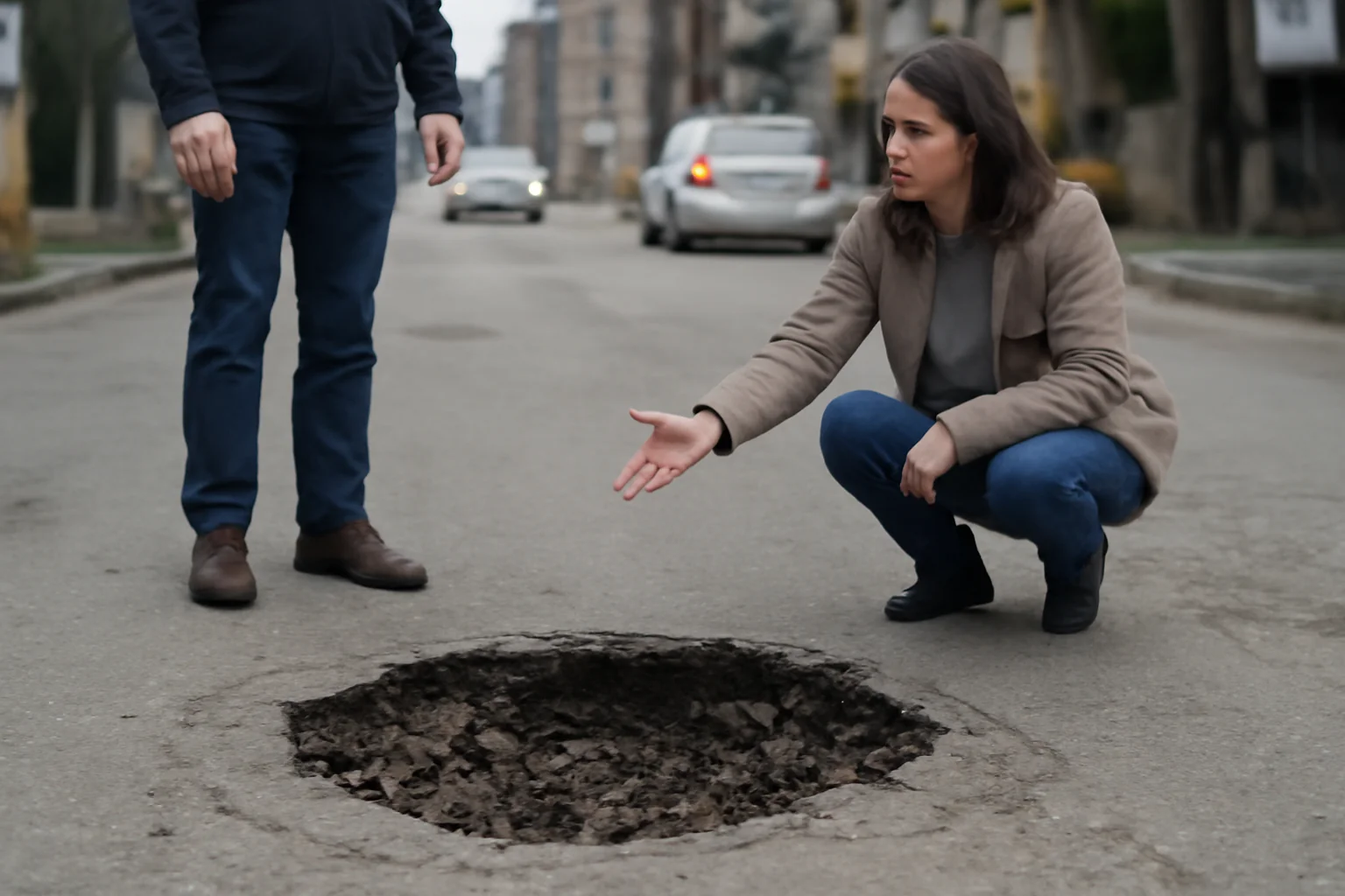 Crater periculos pe strada Ghe. Gr. Cantacuzino din Ploiești