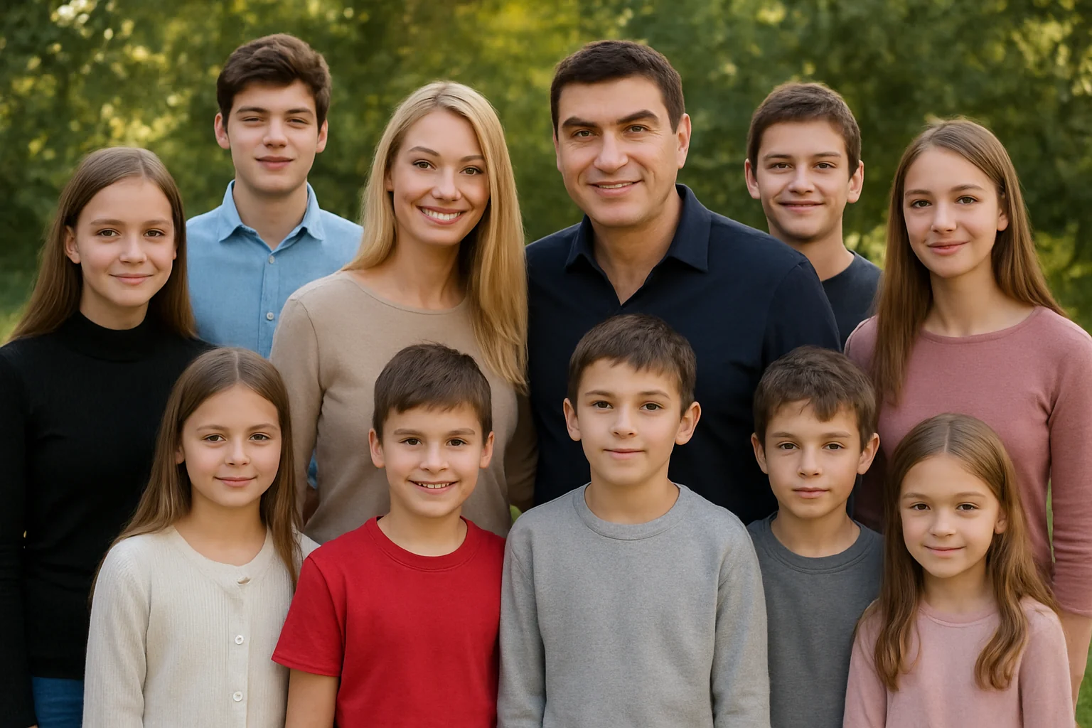 Familia Borcea-Pelinel, imagine rară cu toți cei nouă copii