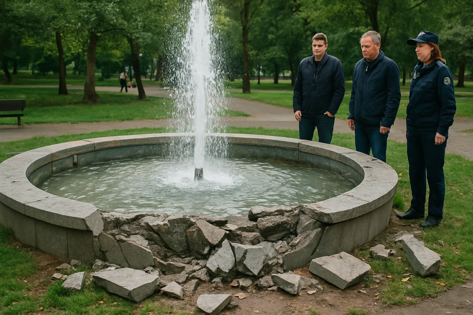 Fântâna arteziană din Parcul Eminescu, vandalizată în Ploiești