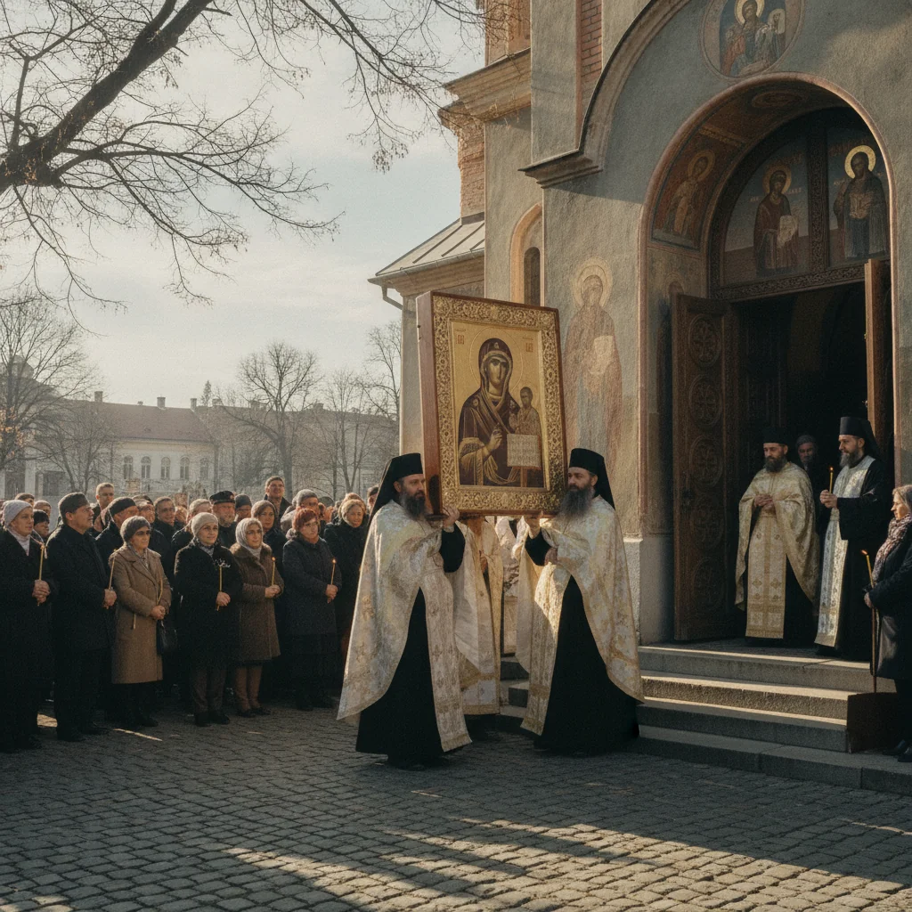 Icoana Maicii Domnului „Îndrumătoarea”, adusă la Biserica „Sfântul Ioan Moși” din București
