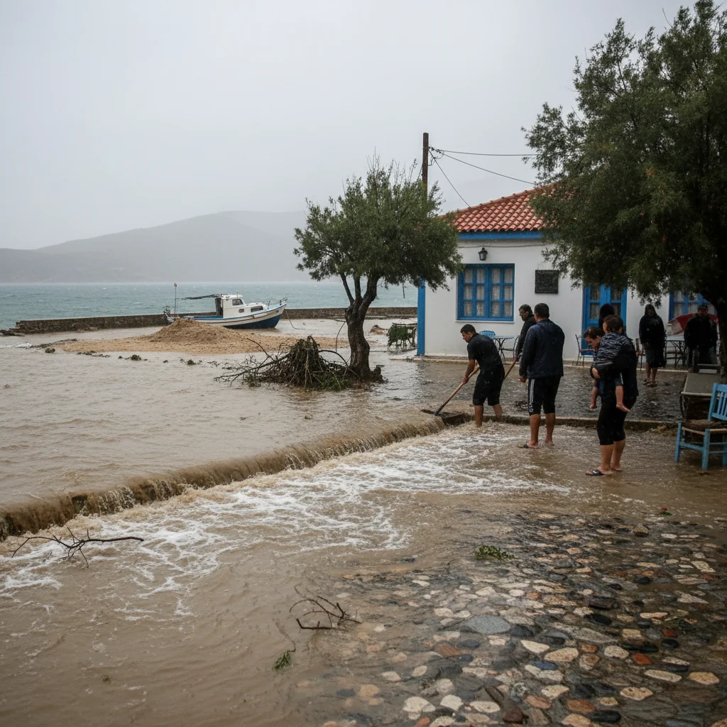 Inundații puternice în Thassos după furtuna Adel