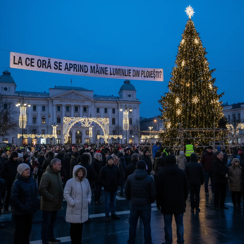 La ce oră se aprind luminițele de sărbători mâine în Ploiești