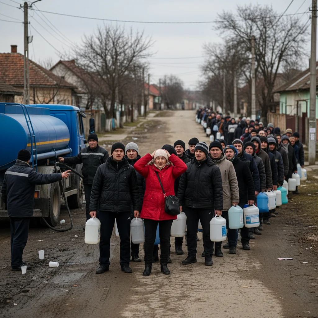 Oamenii stau la coadă pentru apă potabilă și reacționează când află că s-a terminat [VIDEO]