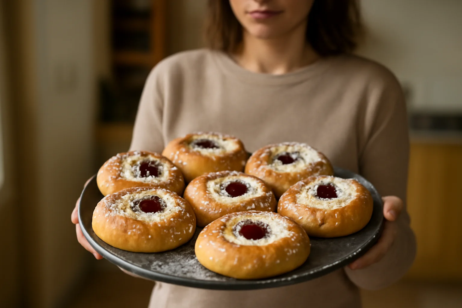 Ruladă de gogoși umplute cu brânză și gem, coapte la cuptor