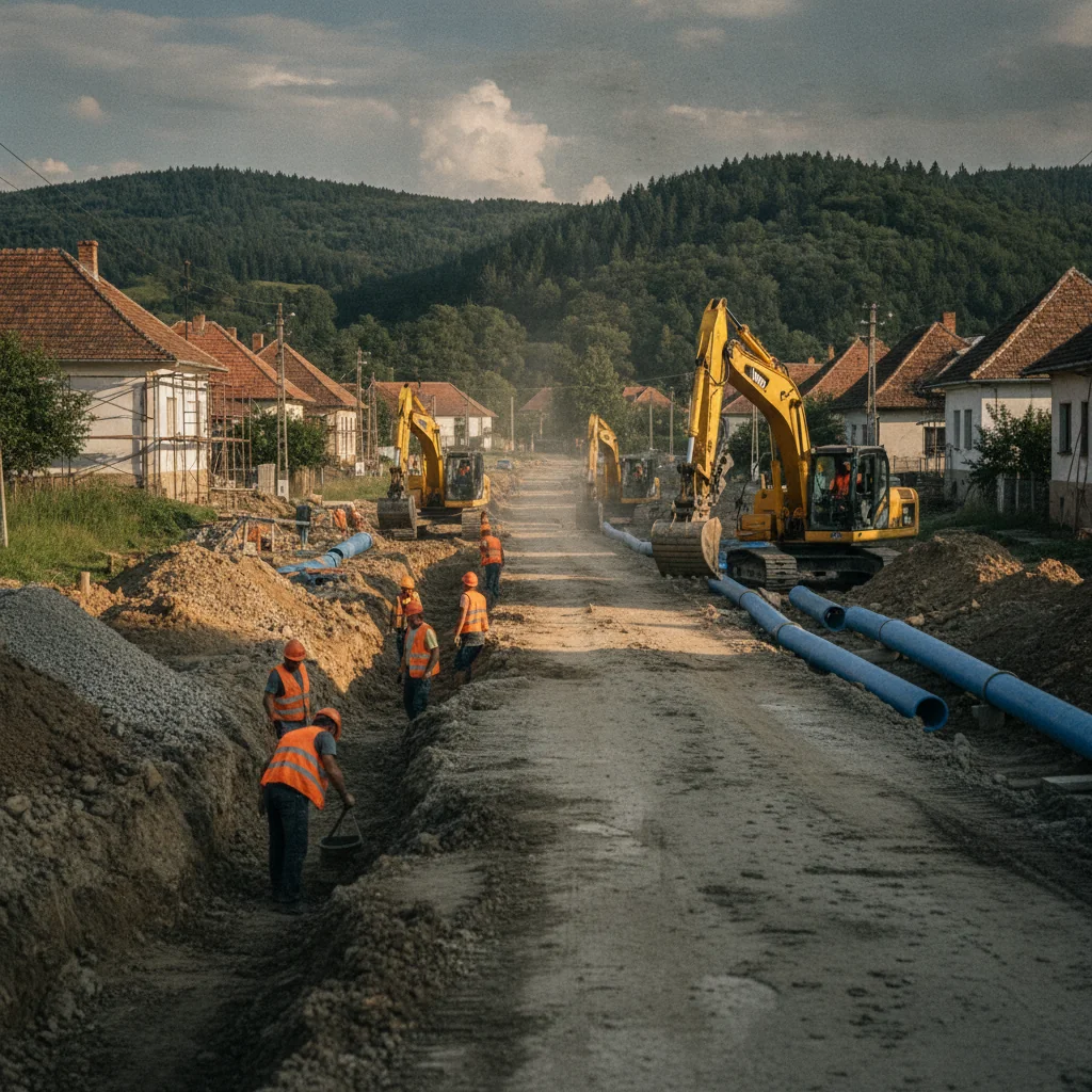 Slănic: au început lucrările la noua rețea de apă și canalizare
