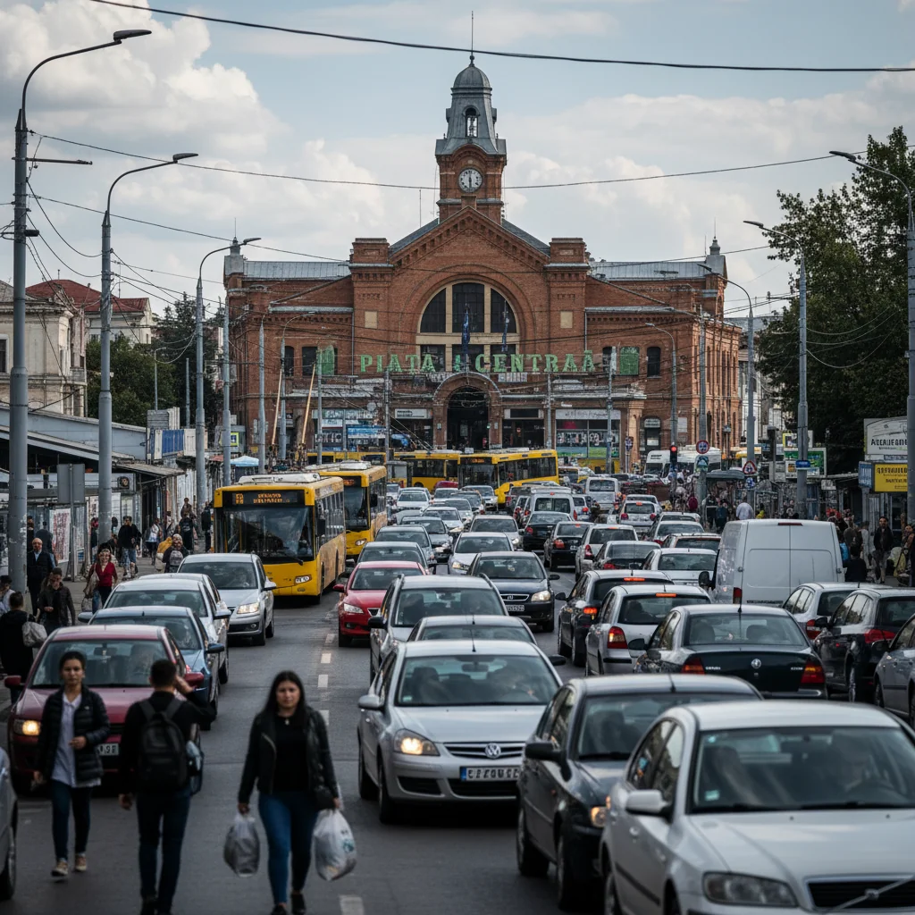 Trafic blocat pe mai multe străzi din zona Halelor Centrale din Ploiești