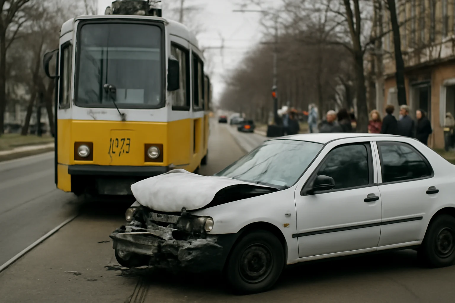 Tramvaie oprite din cauza unui incident rutier pe strada Ștefan Greceanu din Ploiești