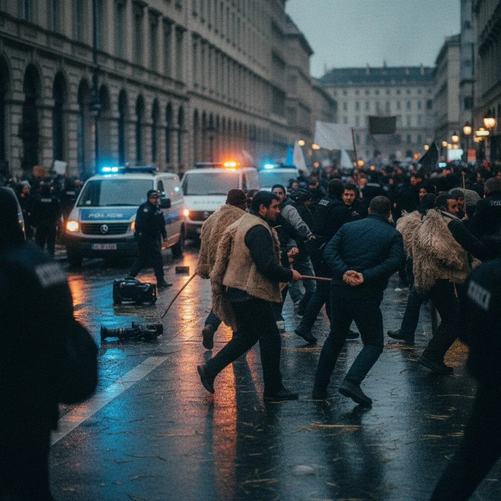 Violențe la protestul oierilor din București: 47 de persoane duse la Poliție